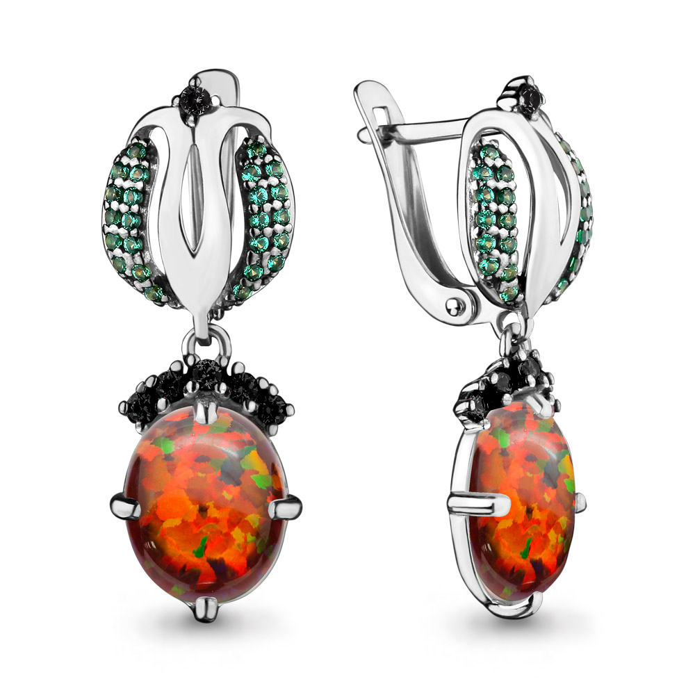 

Серьги из серебра с изумрудом Aquamarine 4499387ВГ_925_р, 4499387ВГ_925_р