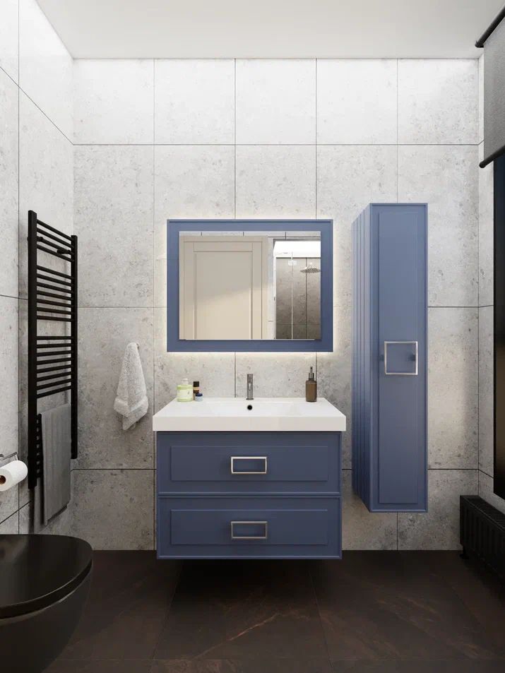 

Тумба под раковину La Fenice Cubo Twin Blu Grigio 80 см синяя матовая FNC-01-CUB-BG-80-2, Синий, Cubo twin 80
