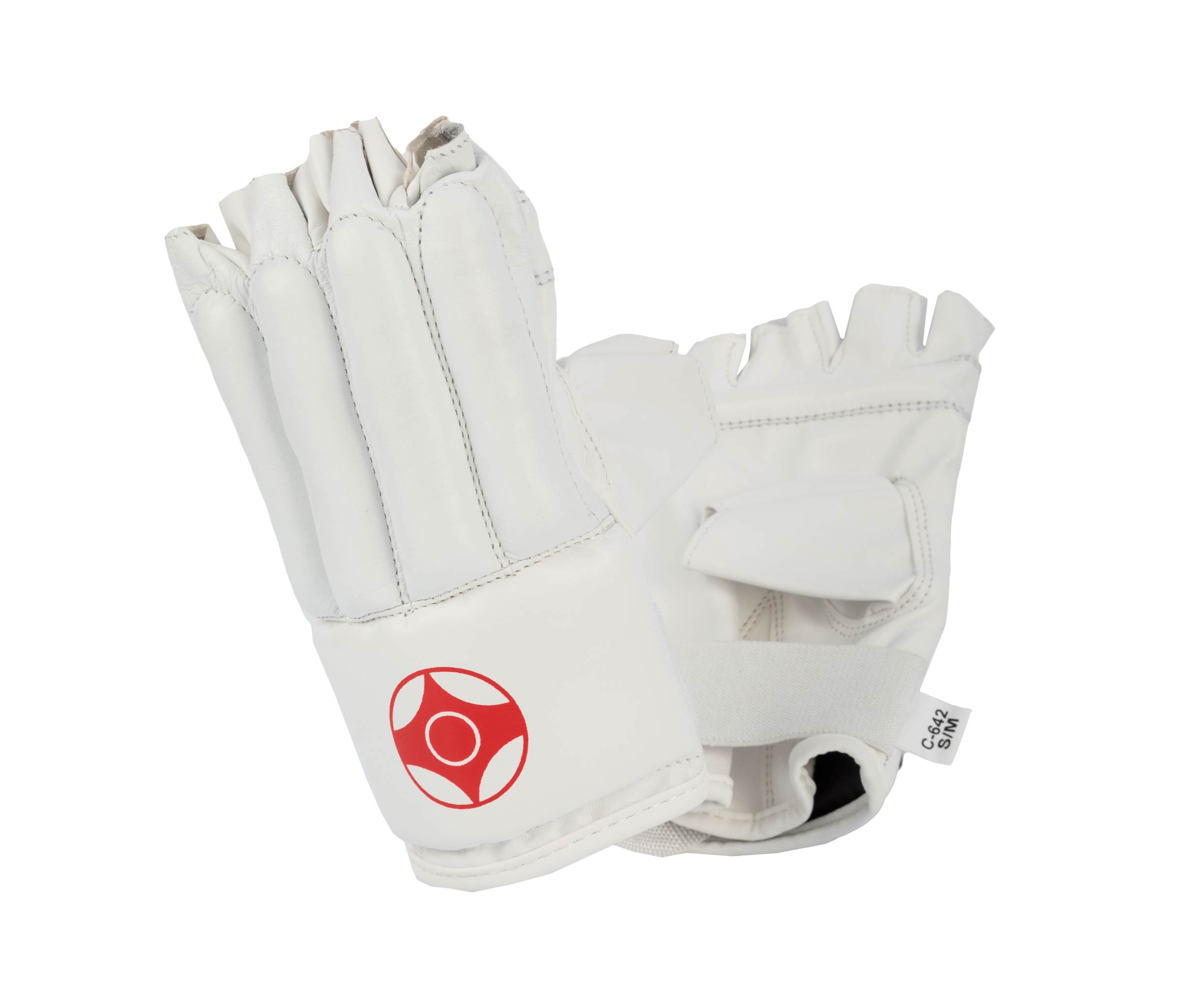 Перчатки снарядные (Шингарты) Clinch Bag Gloves Cut Finger Kyokushinkai белые (размер S/M)