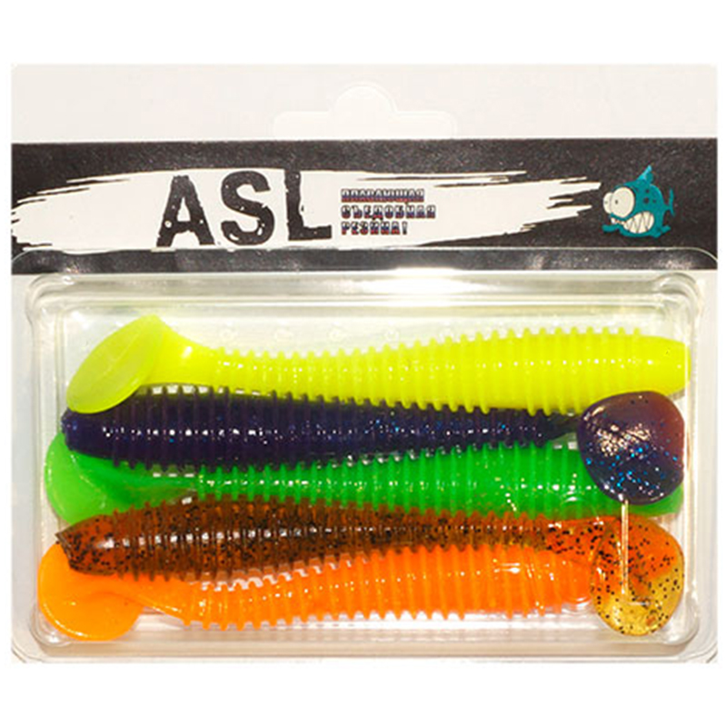 Силиконовая приманка ASL Swing FET цветной mix 3, размер L-10 см, 5 штук в упаковке.