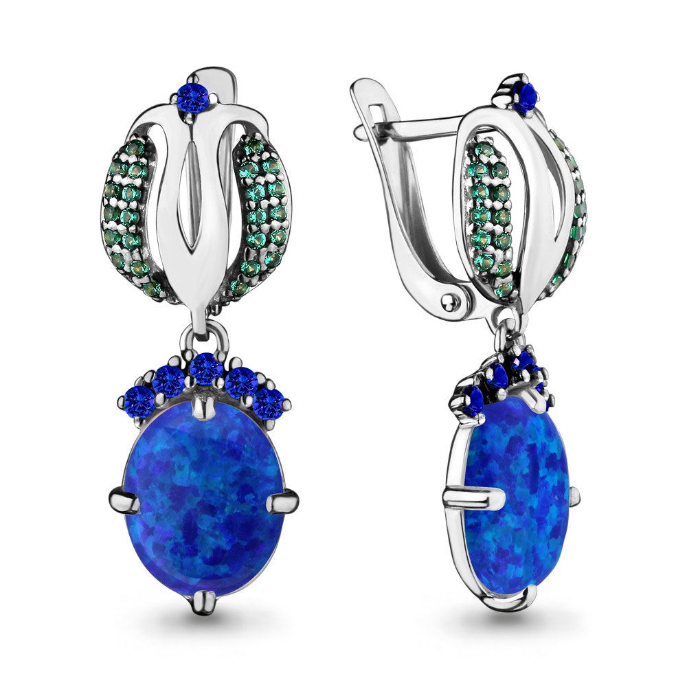 

Серьги из серебра с изумрудом Aquamarine 4499395ГБ_925_р, 4499395ГБ_925_р