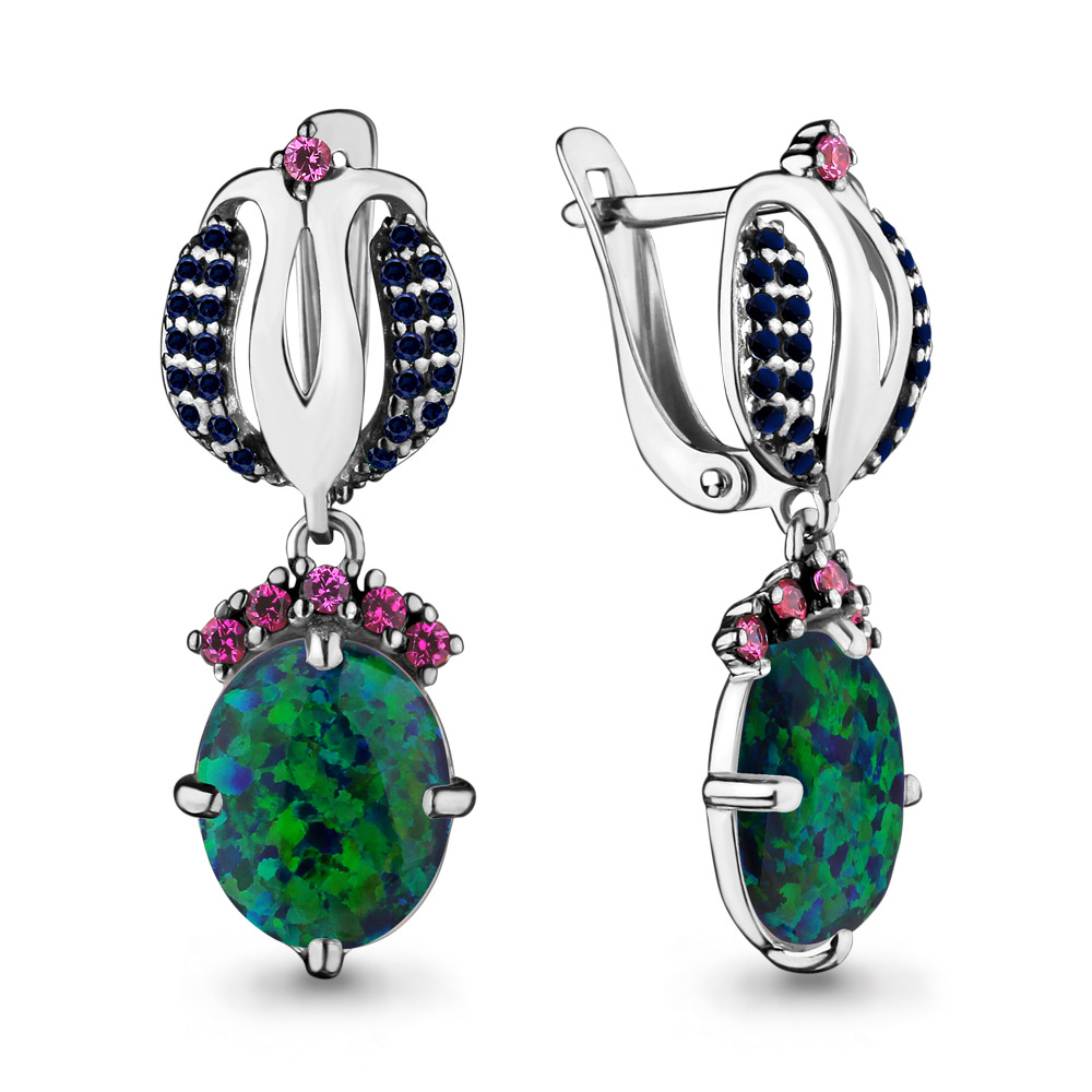 

Серьги из серебра с турмалином Aquamarine 4499396ВБ_925_р, 4499396ВБ_925_р