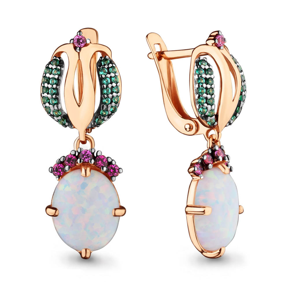 

Серьги из серебра с изумрудом Aquamarine 4499398ВГ_925_з, 4499398ВГ_925_з
