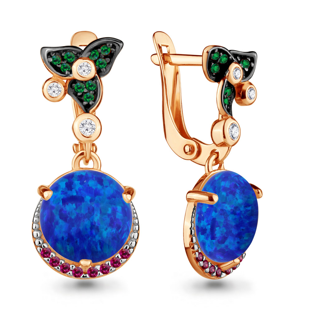 

Серьги из серебра с изумрудом Aquamarine 4499595ВГ_925_з, 4499595ВГ_925_з
