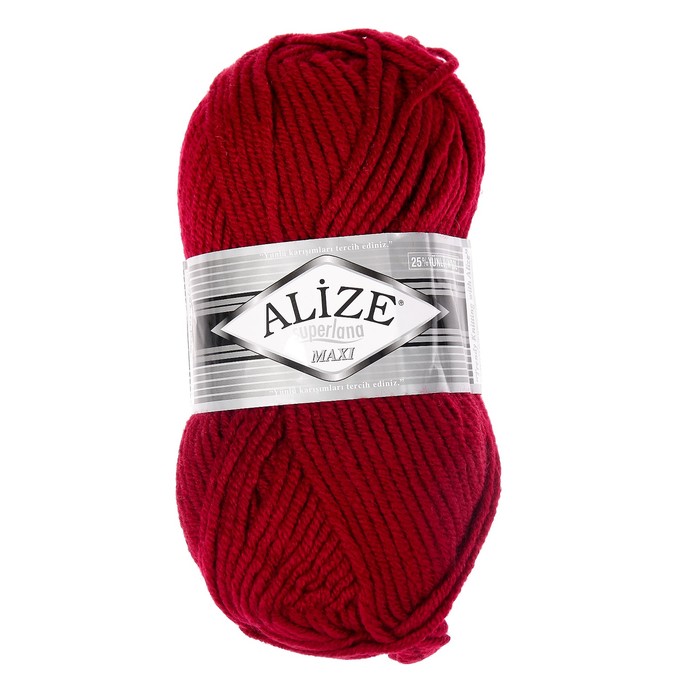 

Пряжа ALIZE Superlana Maxi, 100 мх100 г, 390 темно-красная, Бордовый, "Superlana Maxi", 100 мх100 г, 390 темно-красная