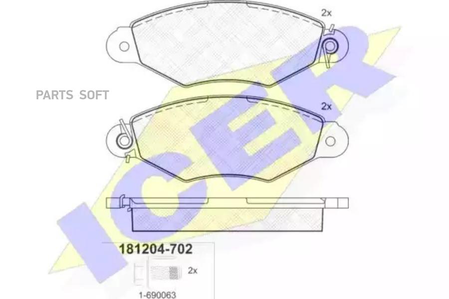 

Колодки Передние Renault Citroen Peugeot Nissan Icer 181204-702 Icer арт. 181204-702