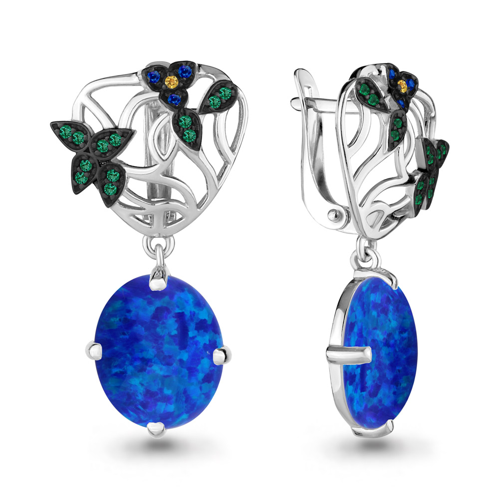 

Серьги из серебра с изумрудом Aquamarine 4499695БГЕ_925_р, 4499695БГЕ_925_р
