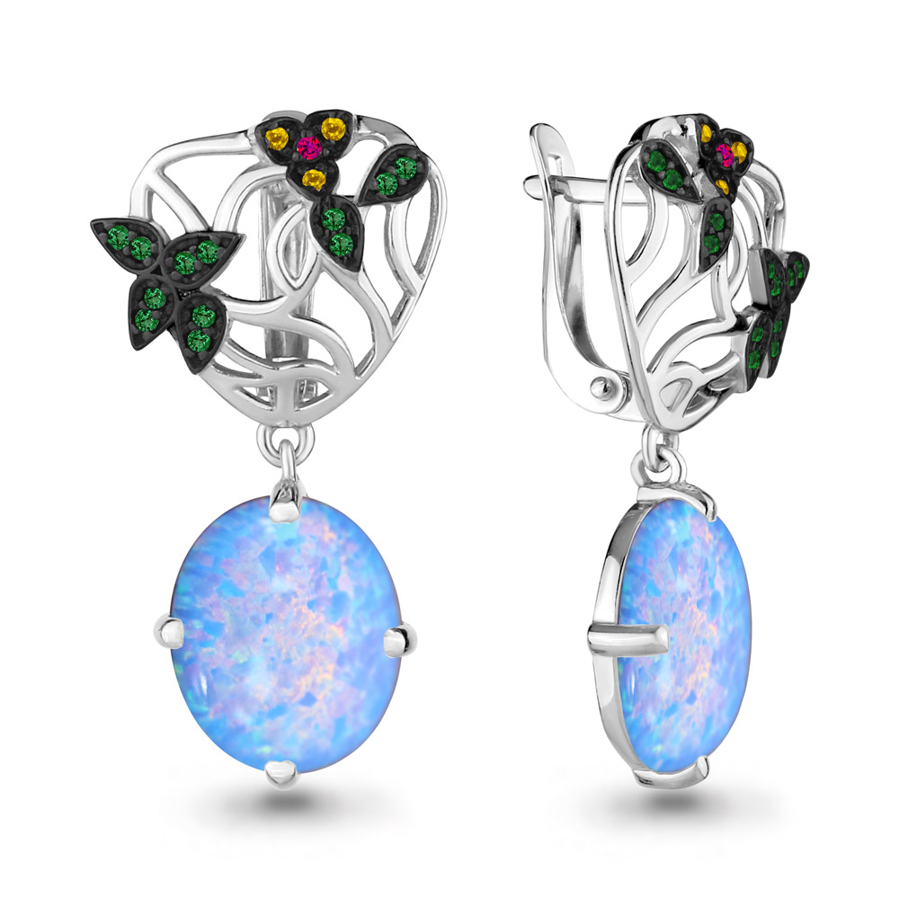 

Серьги из серебра с изумрудом Aquamarine 4499697ГЕВ_925_р, 4499697ГЕВ_925_р