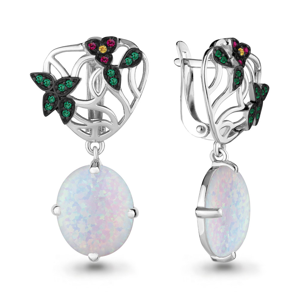 

Серьги из серебра с изумрудом Aquamarine 4499698ГВЕ_925_р, 4499698ГВЕ_925_р