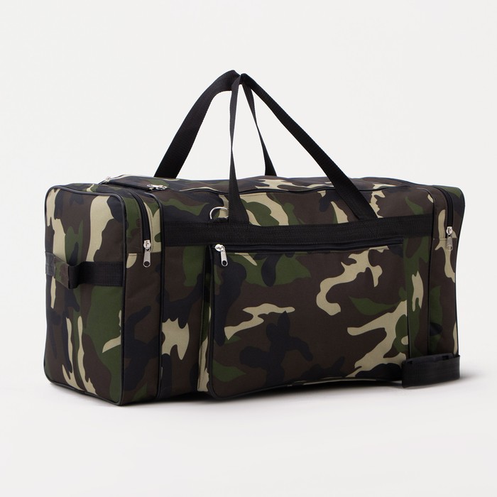 Дорожная сумка мужская Р00002456, зелёный, камуфляж ЗФТС. Цвет: зеленый