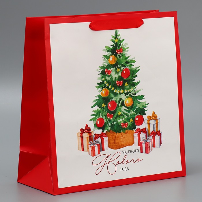 

Подарочный пакет Дарите Счастье Happiness 30х30х12 см, Белый