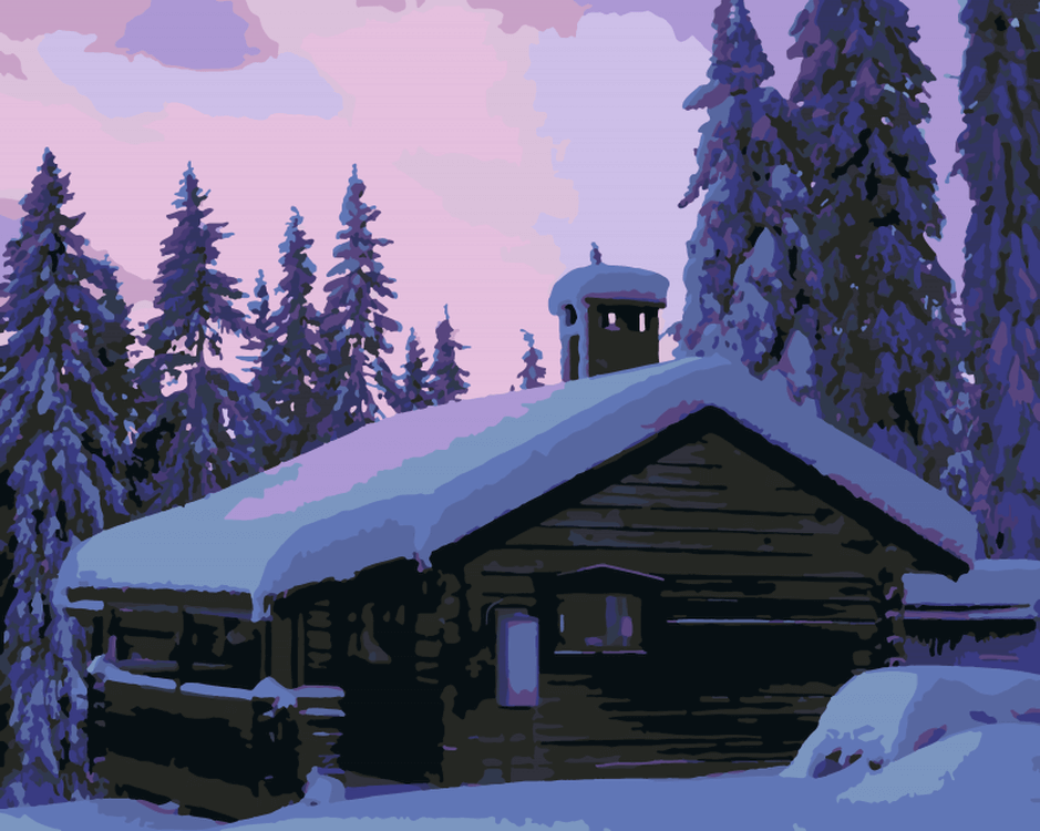 

Картина по номерам HOBRUK Домик в лесу