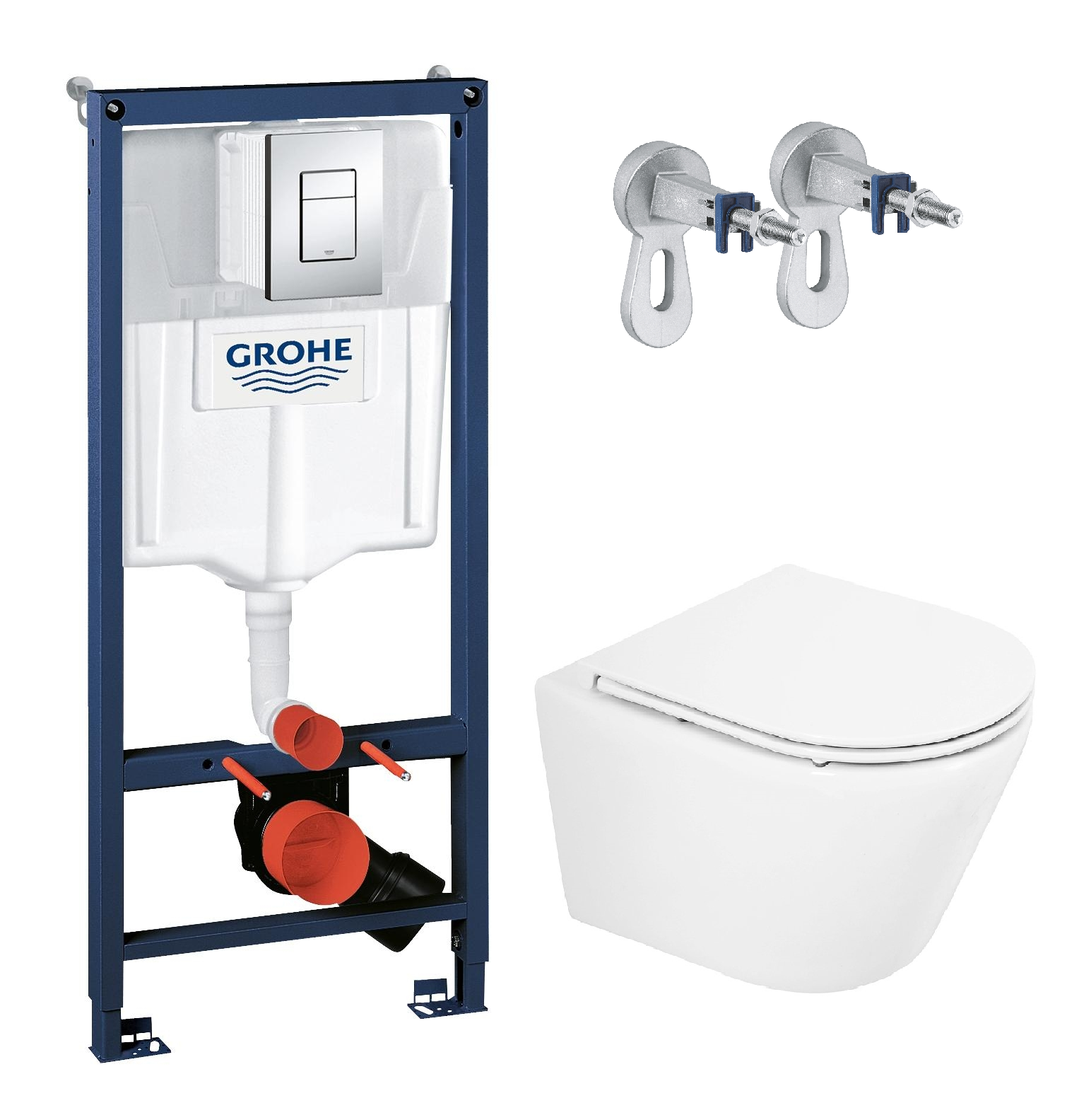 Комплект инсталляция Grohe хром кв+Унитаз подв. Belbagno TRE BB8001CHR/SC