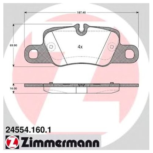 

Комплект тормозных колодок Zimmermann 245541601 для Porsche 911, Panamera