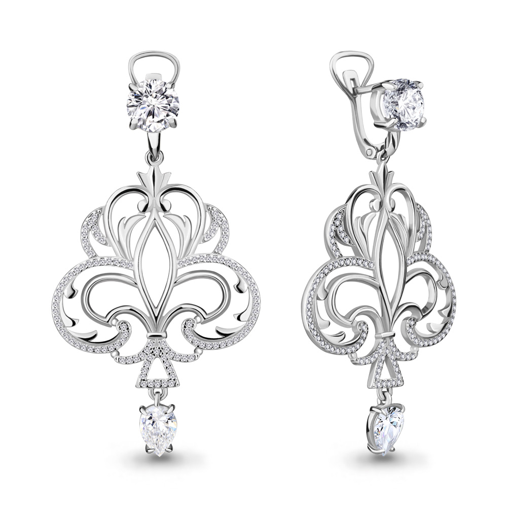 

Серьги шандельеры из серебра с фианитом Aquamarine 45219А_925_р, 45219А_925_р