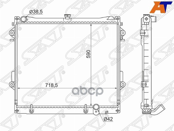 

SAT ST-10-0050 Радиатор TOYOTA LAND CRUISER 200/LEXUS LX570 2UZ-FE/1/3UR 07- 1шт