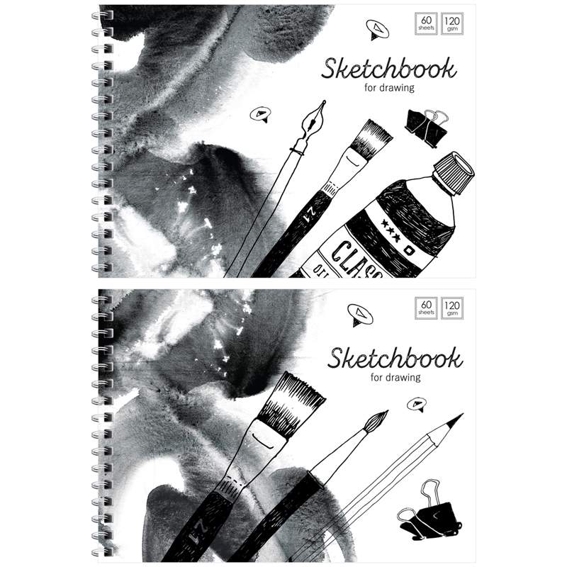 

Скетчбук-блокнот 60л., А5 ArtSpace "Black/white mood", на гребне, 120г/м2 - (5 шт.)