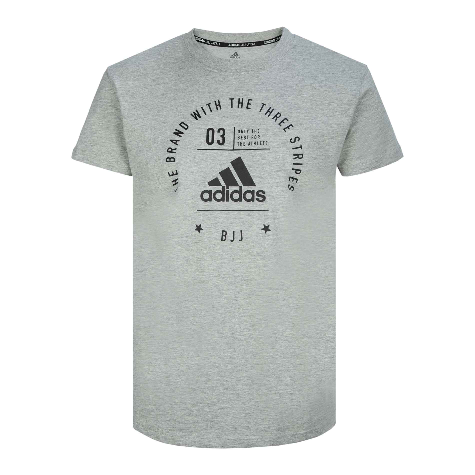 Футболка The Brand With The Three Stripes T-Shirt BJJ серо-черная (размер L)