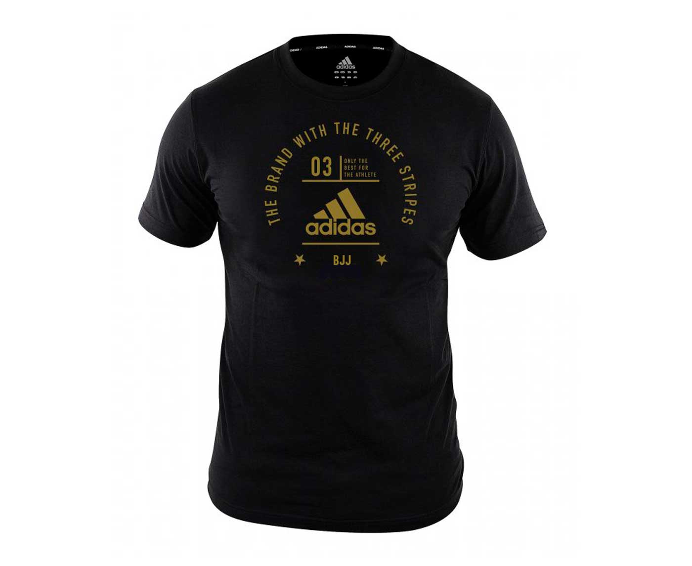 Футболка The Brand With The Three Stripes T-Shirt BJJ черно-золотая (размер S)