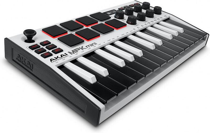 фото Midi-клавиатура akai mpk mini 3 mini, usb, se, черно-белая