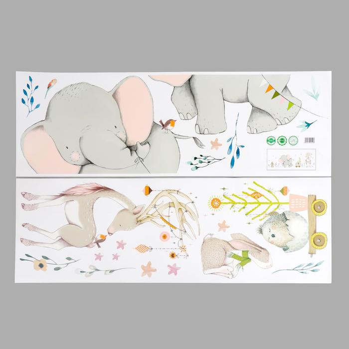 

пластик, цветная, Слоник с машинкой и зверятами, 60х90 см