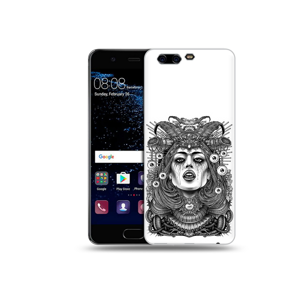 Чехол MyPads Tocco для Huawei P10 портрет девушки черно белый (PT60870.50.551)