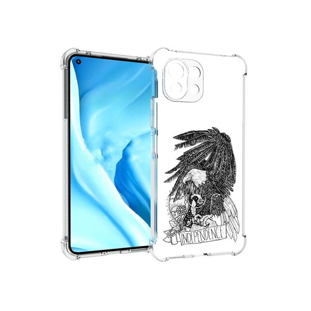 

Чехол MyPads Tocco для Xiaomi Mi 11 Lite черно белый сокол (PT159462.256.688), Прозрачный, Tocco