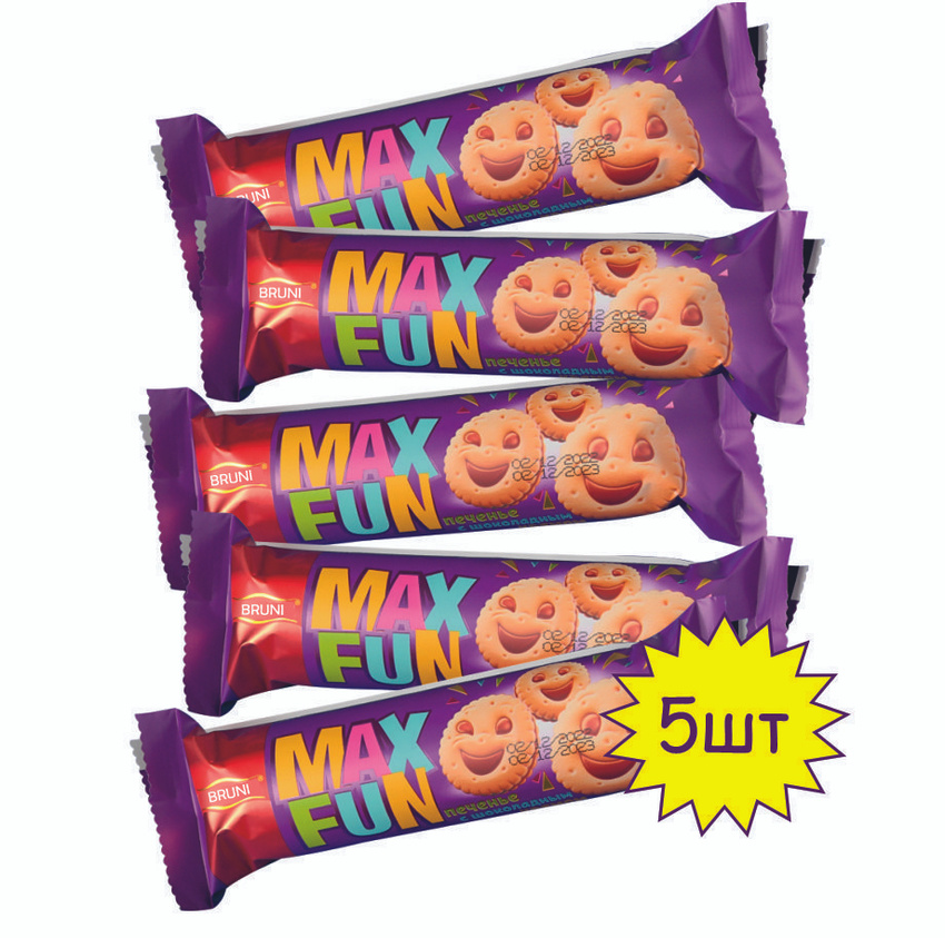 

Печенье BRUNI Max Fun сахарное ваниль с какао кремом, 73 г х 5 шт