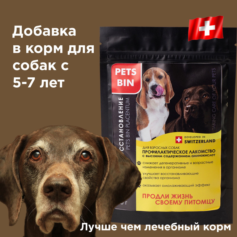 Пищевая добавка для собак PETS BIN Placentum, 70 г