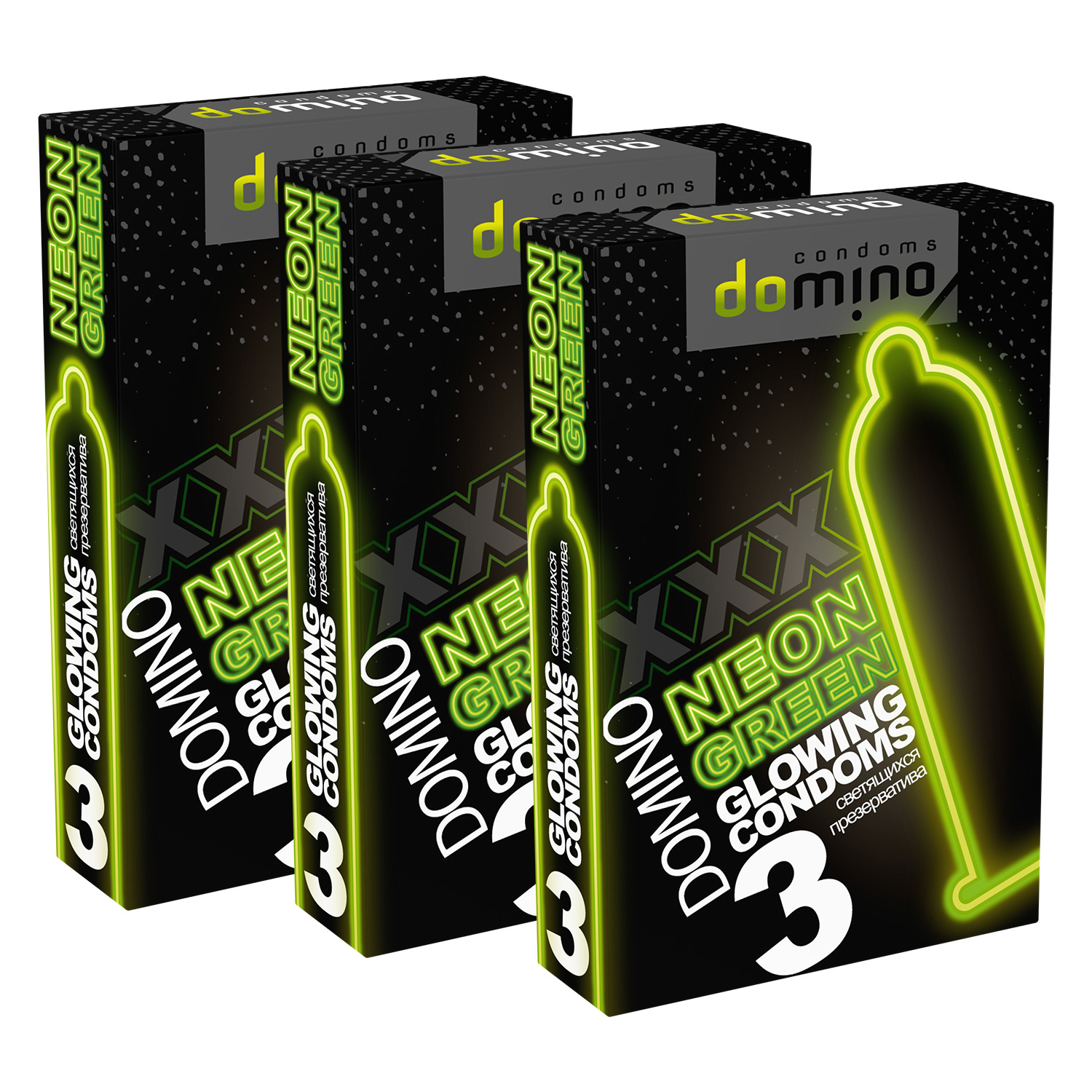 Презервативы Domino Neon Green 3 шт. 