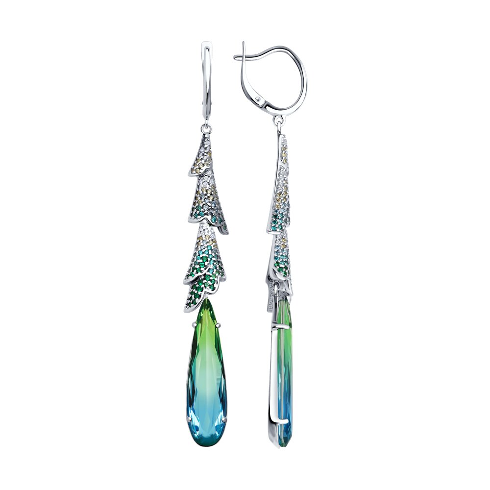 

Серьги из серебра SOKOLOV 92023035, ситалл искусственный/фианит, 92023035