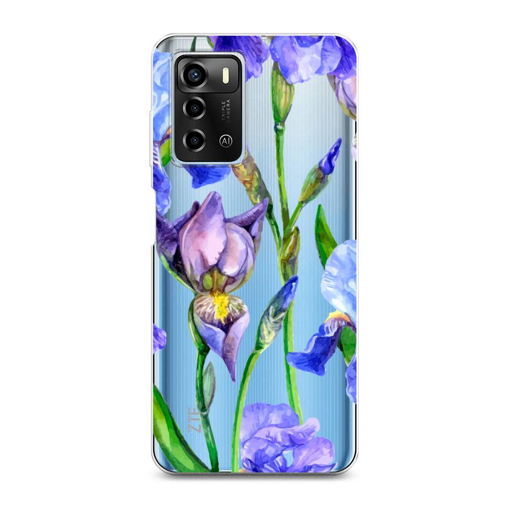 фото Силиконовый чехол "синие ирисы" на zte blade a72 awog