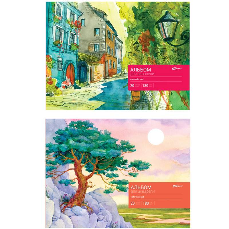 

Альбом для акварели 20л., А4, на склейке ArtSpace, блок рис. бум., 180г/м2 - (3 шт.)