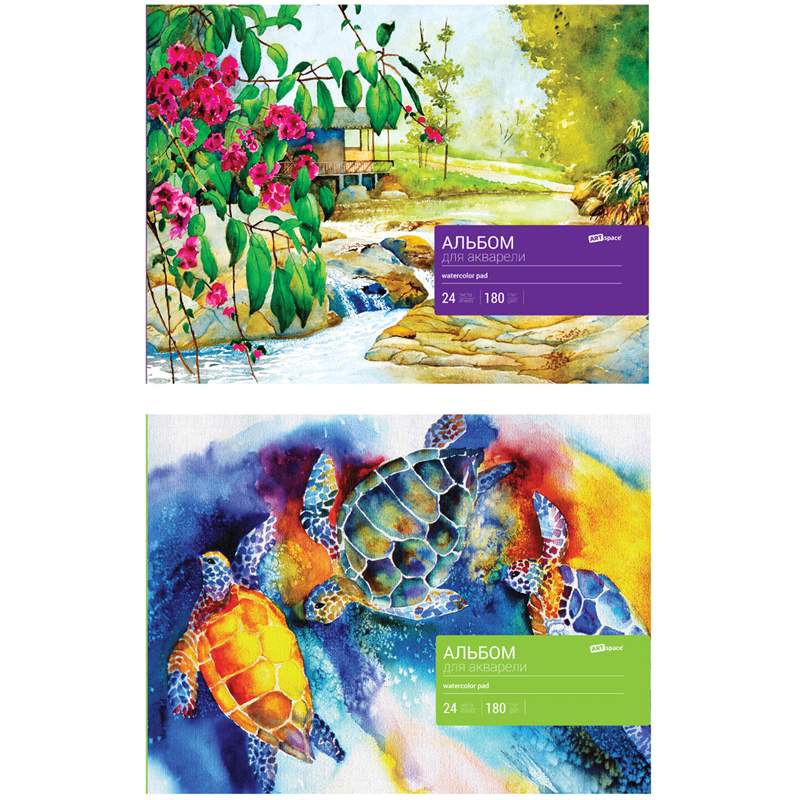 

Альбом для акварели 24л., А4, на склейке ArtSpace, блок рис. бум., 180г/м2 - (3 шт.)
