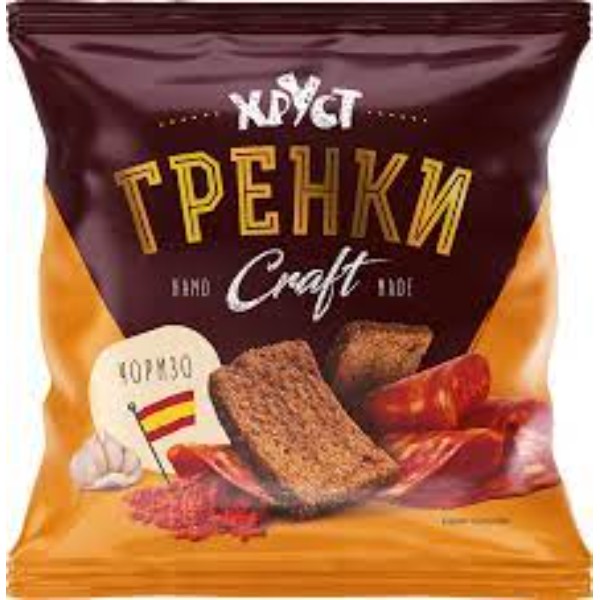 Гренки ржано-пшеничные Хруст Craft со вкусом итальянского твердого сыра 75 г