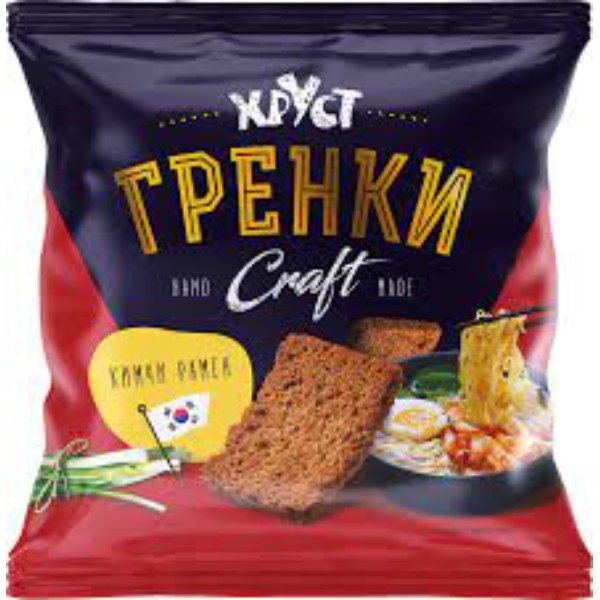 Гренки ржано-пшеничные Хруст Craft со вкусом кимчи рамен 75 г