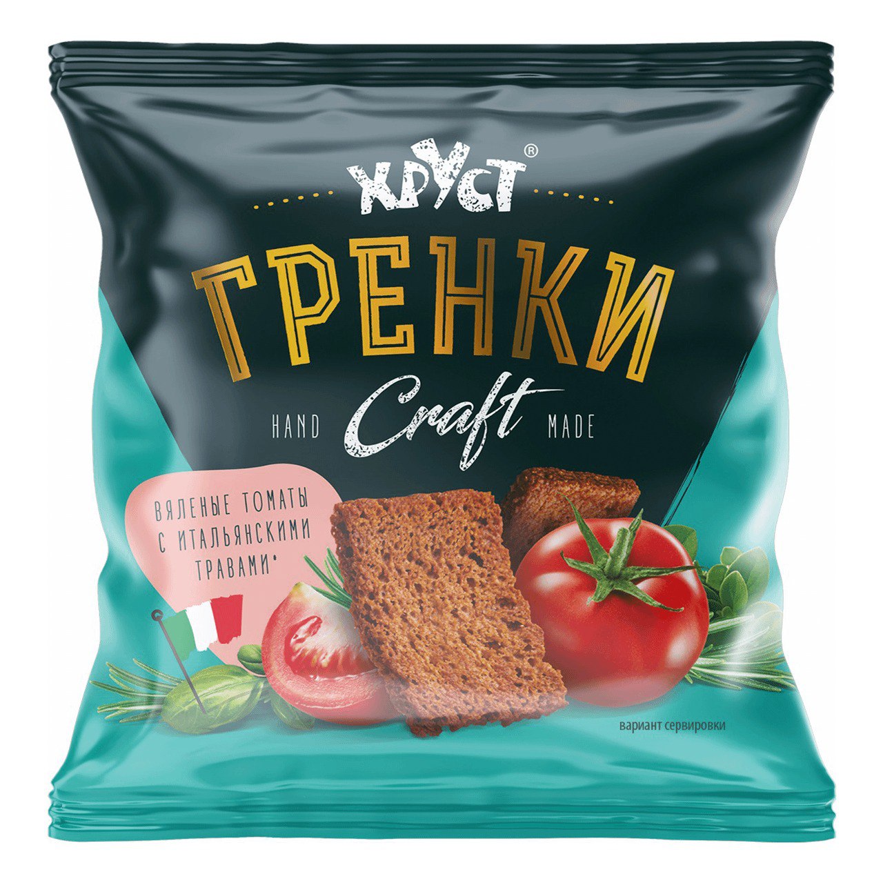 Гренки ржано-пшеничные Хруст Craft со вкусом вяленых томатов-итальянских трав 75 г