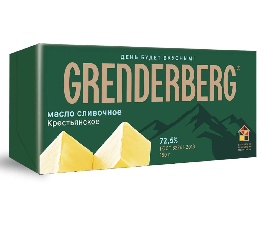 

Сливочное масло Grenderberg Крестьянское 72,5% 150 г