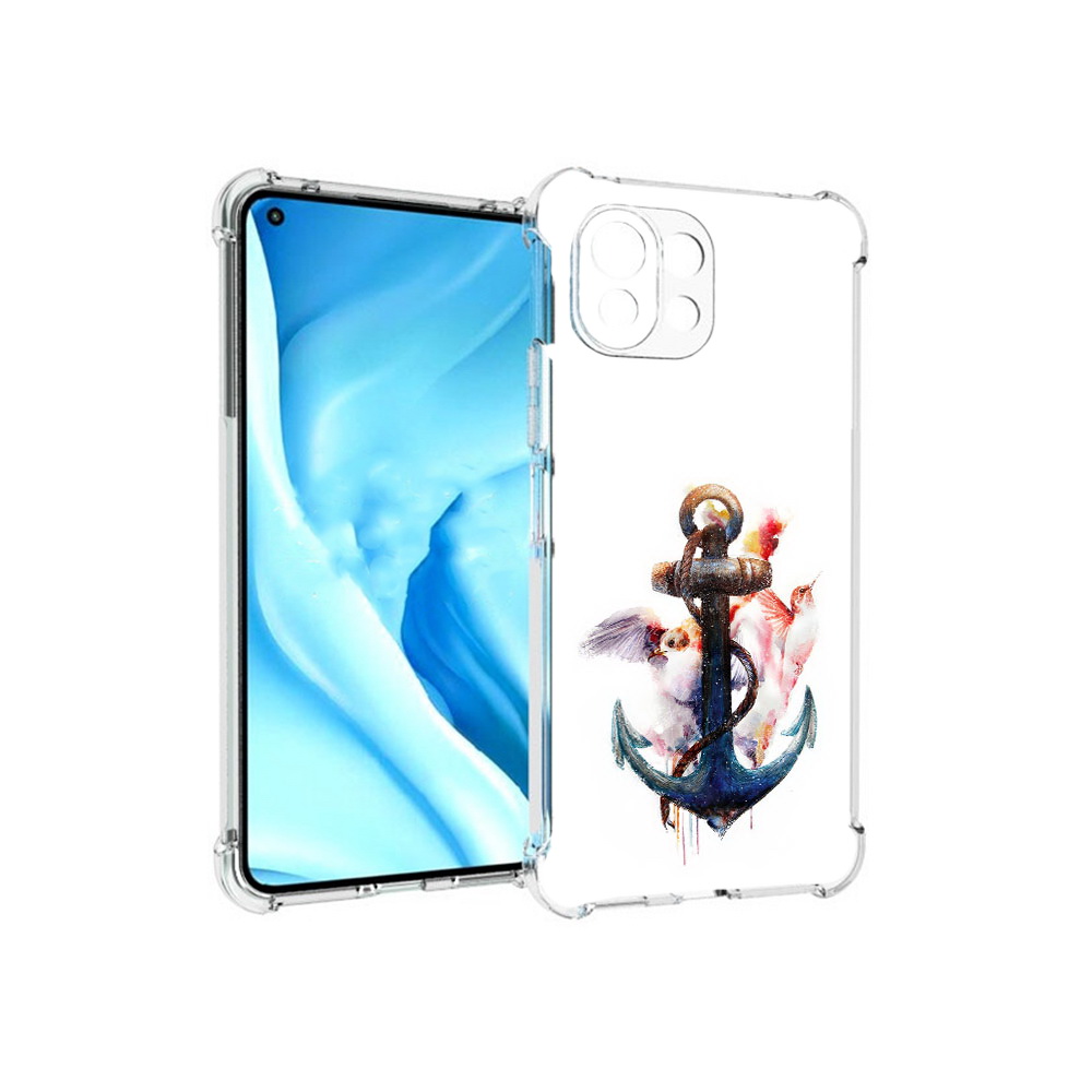 

Чехол MyPads Tocco для Xiaomi Mi 11 Lite якорь с птицами (PT159462.256.703), Прозрачный, Tocco