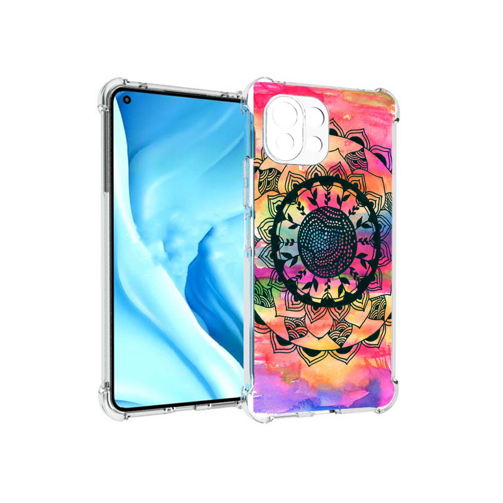 

Чехол MyPads Tocco для Xiaomi Mi 11 Lite яркая абстракция круглый цветок, Прозрачный, Tocco