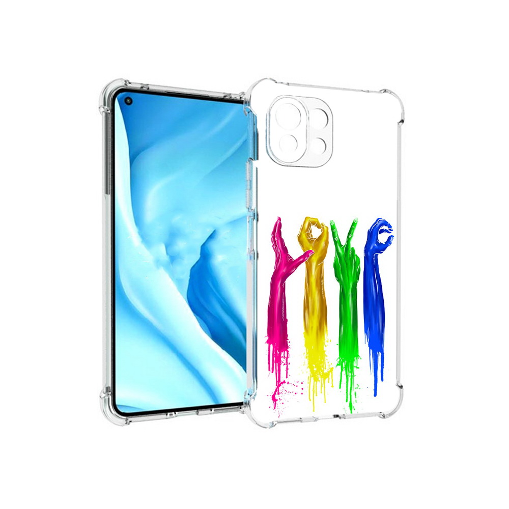 

Чехол MyPads Tocco для Xiaomi Mi 11 Lite яркие руки love (PT159462.256.707), Прозрачный, Tocco