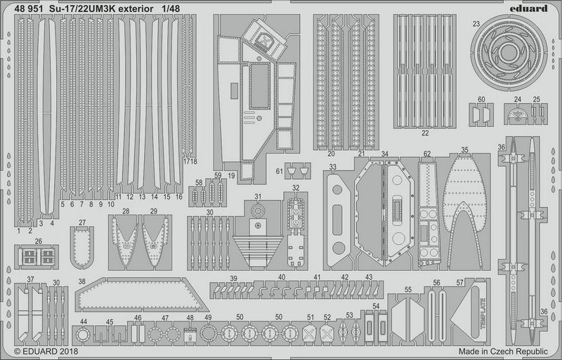 

Фототравление Eduard 48951 модели Su-17/22UM3K экстерьер 1/48