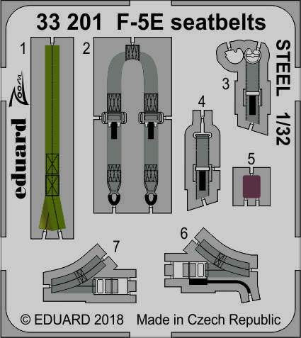 

Фототравление Eduard 33201 F-5E ремни безопасности STEEL 1/32, Цветной