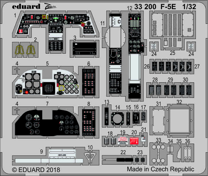 

Фототравление Eduard 33200 F-5E 1/32, Однотонный