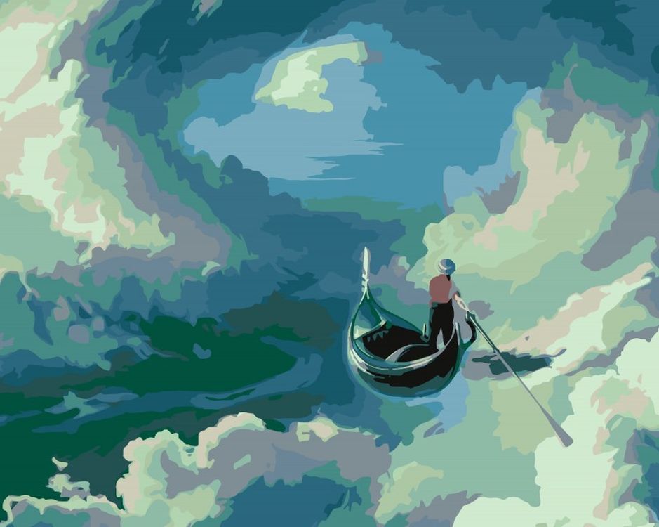 фото Картина по номерам hobruk лодка в облаках