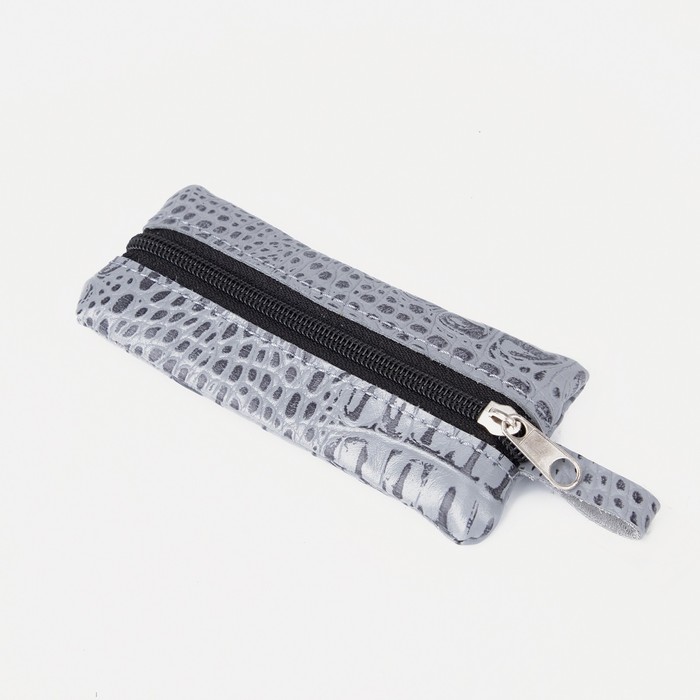 

Ключница на молнии, длина 14 см, цвет серый, Кайман серый
