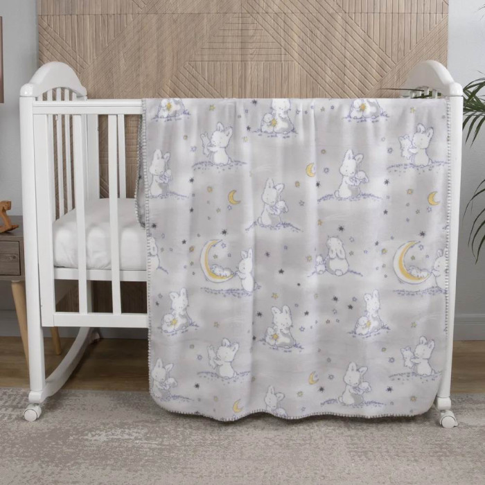 

Плед Baby Nice Micro flannel 100x75 Луный зайчик, Серый