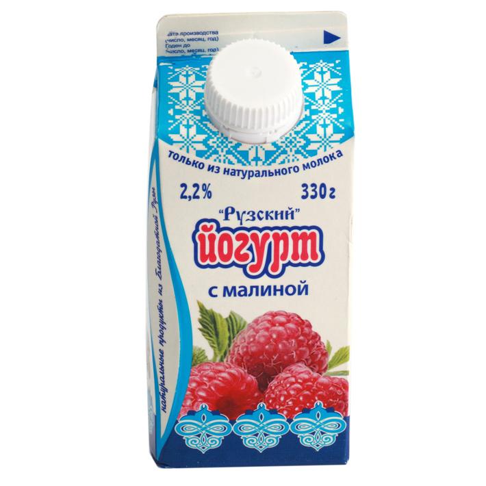 Йогурт питьевой Рузский с малиной 2.2% 250г