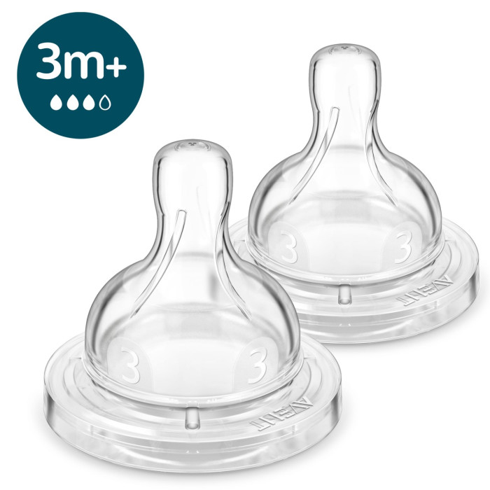 Соска Philips Avent силиконовая Anti-colic со средним потоком с 3 мес. 2 шт. SCY763/02