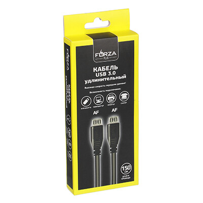 

Кабель Forza usb - usb USB 1.5м (443-025), Кабель мультимедийный USB3.0, мама/мама, 1.5м, медь, пластик, черный